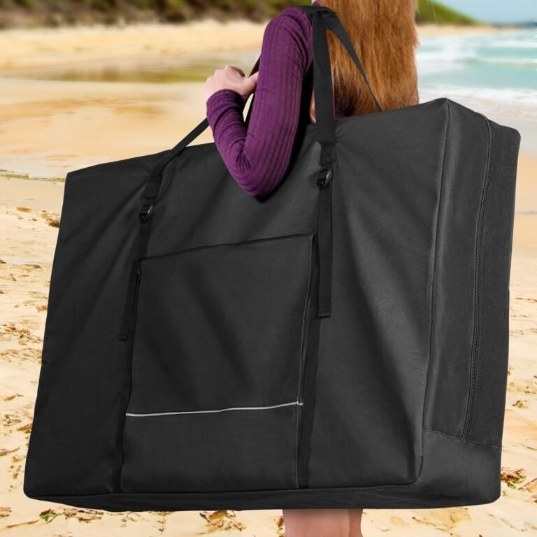 Carrying Bag for Folding Chair, Storage Case Fits for Beach Chair, Zero Gravity Lounge Chair, Director Chair, Folding Walker/Wheelchair, Great for Camping, Travel, Outdoors, Black