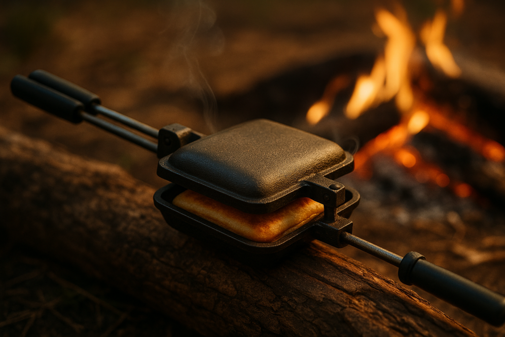 Coghlans Cast Iron Camp Cooker - Pre-Seasoned Pie Iron Sandwich Maker with Heat-Resistant, Removable Handles, Easy-to-Clean for Toasted Pies, Grilled Sandwiches, and Meats, For Campfire Cooking