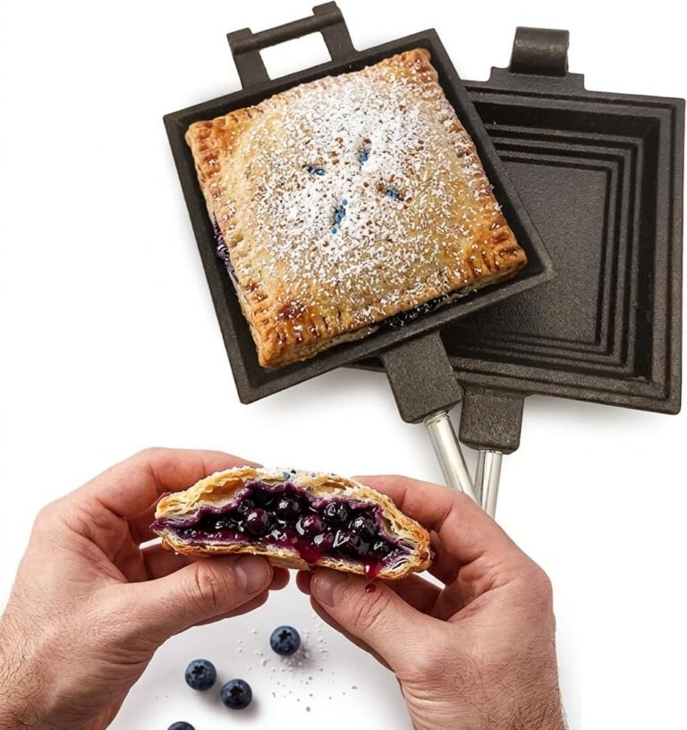 Coghlan’s Cast Iron Camp Cooker – Pre-Seasoned Pie Iron Sandwich Maker with Heat-Resistant, Removable Handles, Easy-to-Clean for Toasted Pies, Grilled Sandwiches, and Meats, For Campfire Cooking