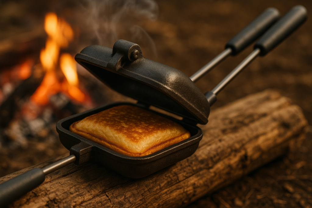 Coghlans Cast Iron Camp Cooker - Pre-Seasoned Pie Iron Sandwich Maker with Heat-Resistant, Removable Handles, Easy-to-Clean for Toasted Pies, Grilled Sandwiches, and Meats, For Campfire Cooking
