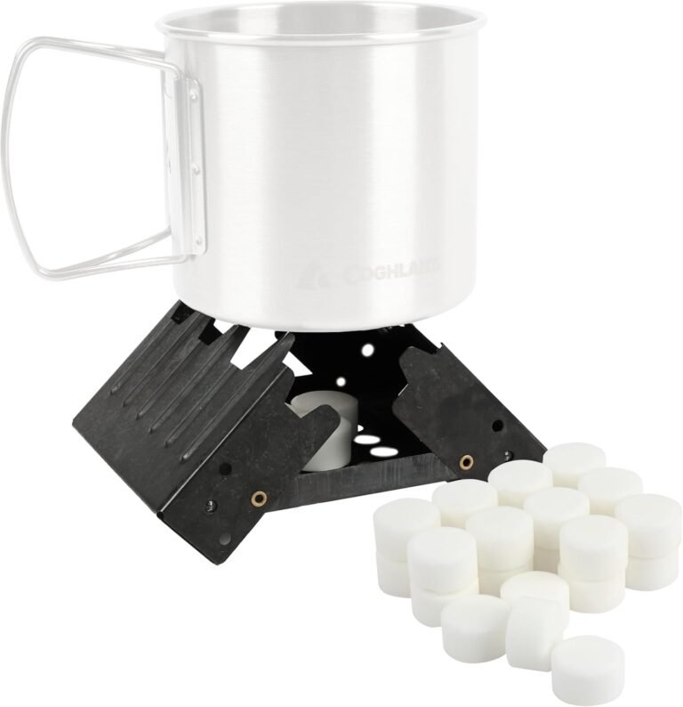 Coghlan’s Emergency Stove – Lightweight, Portable Camping Stove for Backpacking, Survival, and Outdoor Cooking – Foldable Design with 24 Fuel Tablets Included (Compact for Travel and Storage)