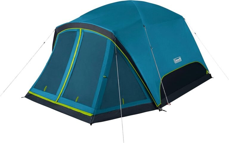 Coleman Skydome Dark Room Camping Tent with Screen Porch & 5-Minute Setup, Weatherproof 4/6 Person Tent Blocks 90% of Sunlight, Rainfly & Carry Bag Included, Made of PFAS-Free Materials