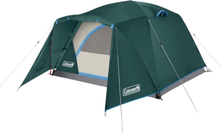 Coleman Skydome Tent with Full-Fly Weather Vestibule, Weatherproof 4/6 Person Tent Sets Up in 5 Minutes & Protects from Water, 20% More Headroom Than Traditional Shelters