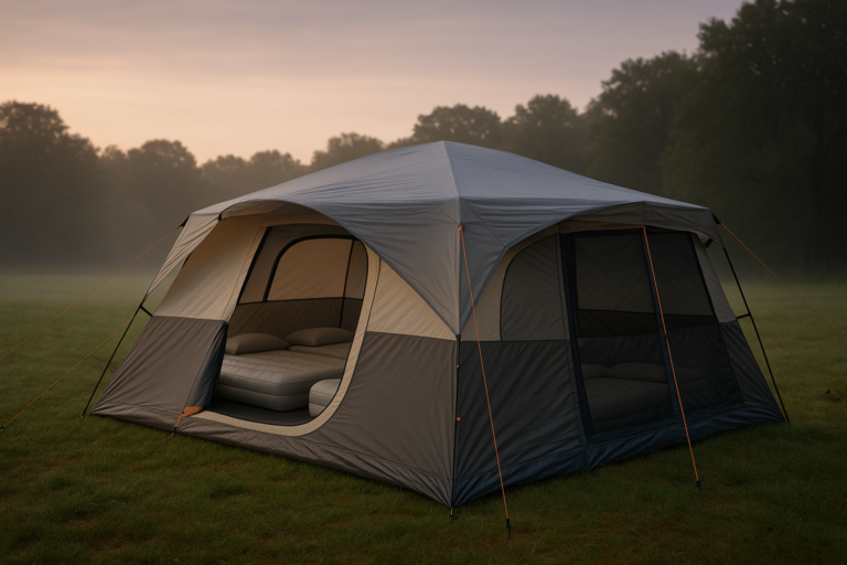 Coleman Skylodge 12-Person Camping Tent with Rainfly & Screened Porch, XL Weatherproof Family Tent Fits 4 Queen-Sized Airbeds, Color-Coded Poles & Sleeves, Made of PFAS-Free Materials