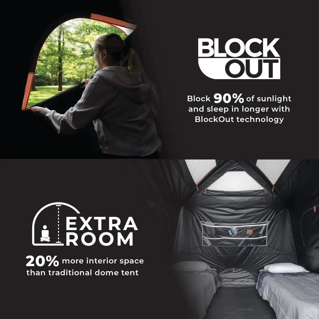 CORE Blackout 6 Person & 9 Person Dome Tent | Best Car Camping Outdoor Family Camp Tent | Included Storage Pockets for Camping Accessories | Portable Tent for Camping with Carry Bag