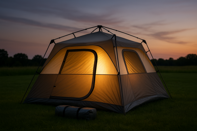 CORE Instant Cabin Tents with LED Lights | 6 Person / 9 Person / 12 Person Family Multi Room Lighted Pop Up Tents for Camping | Included Storage Pockets for Camping Accessories