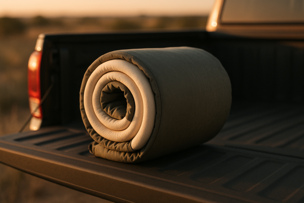 CYMULA Memory Foam Camping Mattress Pad, CertiPUR-US Sleeping Mat, Portable Roll Up Mattress for Adults, Camping Bed Pads for Sleepover, Car Bed with Travel Bag