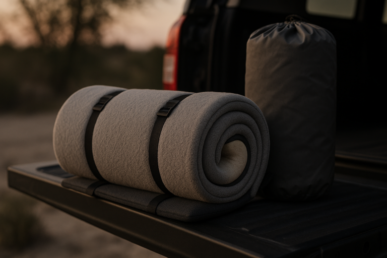 CYMULA Memory Foam Camping Mattress Pad, CertiPUR-US Sleeping Mat, Portable Roll Up Mattress for Adults, Camping Bed Pads for Sleepover, Car Bed with Travel Bag