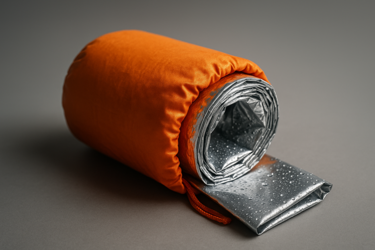 Emergency Sleeping Bag & LED Beanie Hat Set, Waterproof Thermal Mylar Bivy Sack, Portable Survival Gear for Hiking, Camping, Bug-Out Bags & Emergency Kits