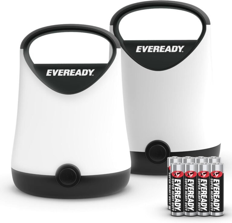 Eveready LED Camping Lantern X-250, Bright Tent Lights, Rugged Water Resistant LED Lanterns, 100 Hour Run-time, Red and Black