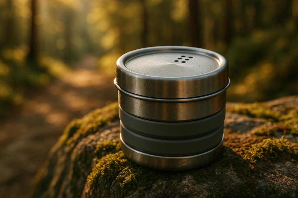 Foldable Camping Cups Mugs Camping Pot Cookware 304-Food-Grade Outdoor Camp Cooking Set with Vented lid,Stainless Steel Backpacking Cookware for Hunting