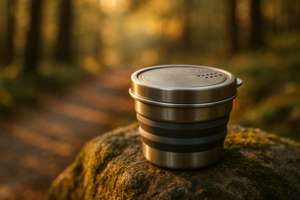 Foldable Camping Cups Mugs Camping Pot Cookware 304-Food-Grade Outdoor Camp Cooking Set with Vented lid,Stainless Steel Backpacking Cookware for Hunting