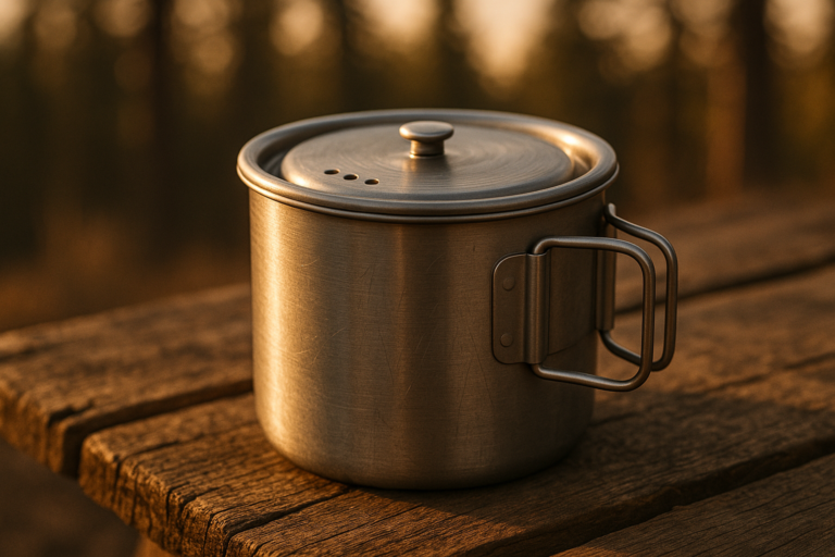 Foldable Camping Cups Mugs Camping Pot Cookware 304-Food-Grade Outdoor Camp Cooking Set with Vented lid,Stainless Steel Backpacking Cookware for Hunting