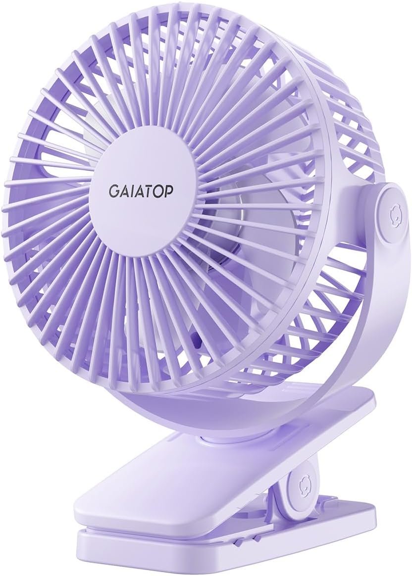 Gaiatop Portable Clip on Fan Battery Operated, Small Powerful 3 Speed Quiet 360° Rotate, USB Rechargeable Mini Personal Cooling Fan for Desk Table Home Office Stroller Camping Women Gifts Black Blue