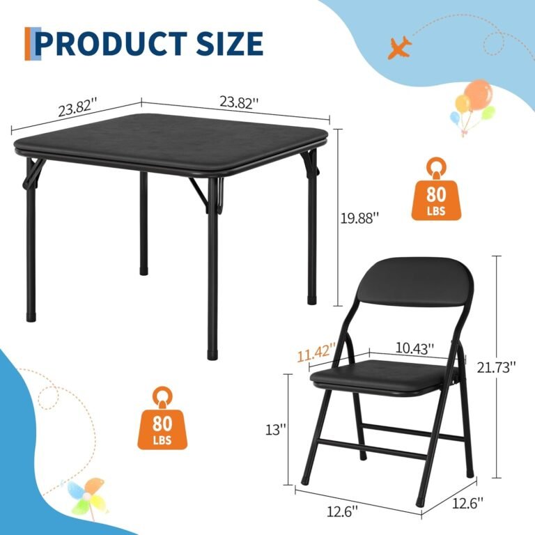 GAOMON 3 Piece Set Folding Table and Chairs Set, Boys and Girls Activity Table and Chairs Set for Dining Room,Daycare,Classrooms