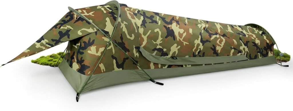 GEERTOP Ultralight Single Person Bivy Tent for Camp Waterproof Man Tent for Camping Hiking Backpacking Hunting Outdoor Survival Gear - Easy Set Up