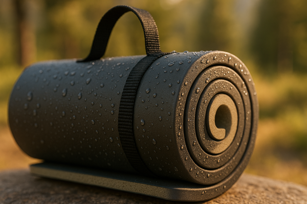 HEST Foamy Camping Mattress Pad - Memory Foam Portable Roll Up Sleeping Cot Mattress for All Adventures - Dual Layer Comfort  Support - No Pump Needed - Water-Resistant Design - Easy Carry Handle