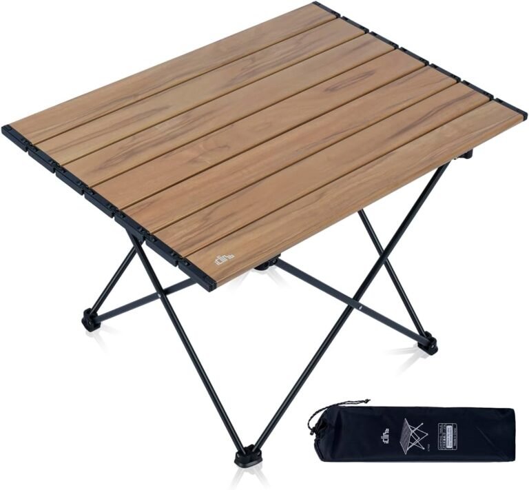 iClimb Ultralight Compact Camping Folding Table with Carry Bag (Black – S)