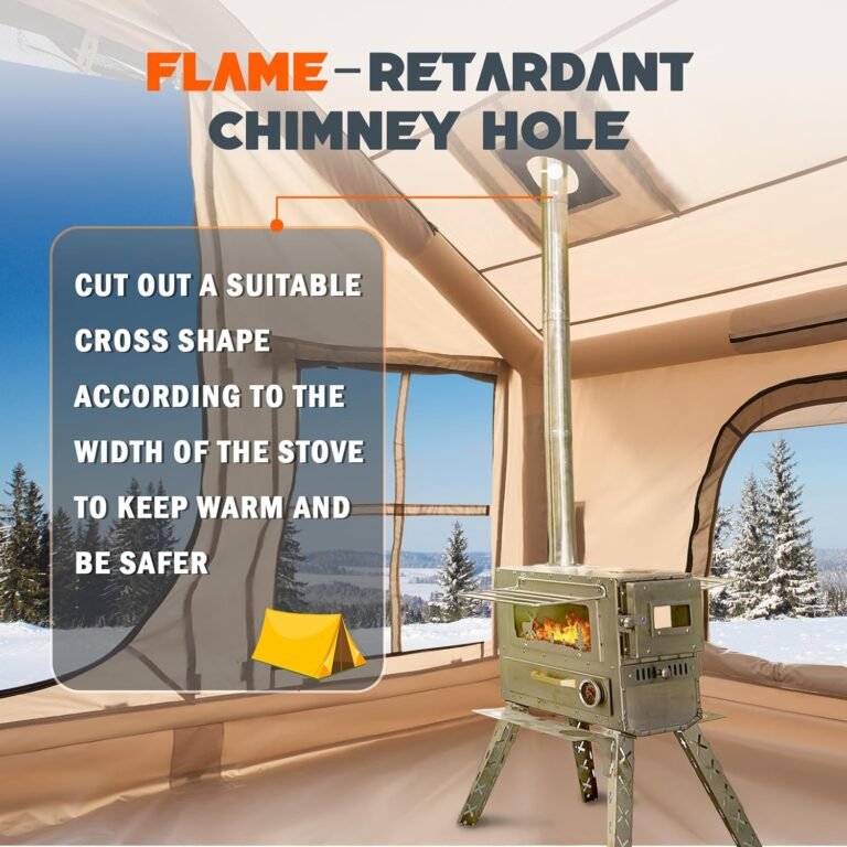 Inflatable Tent with Skylight, Quick Setup Blow Up Tents with Pump, Hot Tent with Stove Jack, Waterproof Oxford Inflatable House for Camping, Air Glamping Tents for Camping Adult 4-6 Person