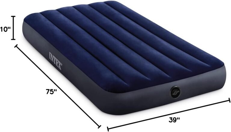 Intex 64757E Dura-Beam Standard Downy Air Mattress: Fiber-Tech – Twin Size – 10in Bed Height – 300lb Weight Capacity – Pump Sold Separately