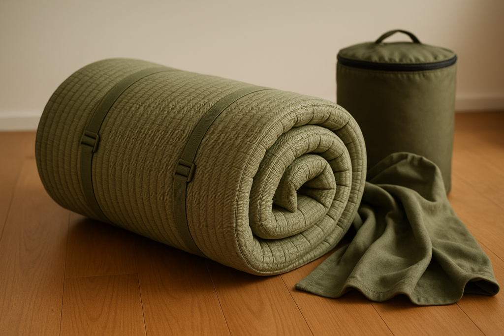 Japanese Floor Mattress, Futon Mattress with Portable Storage Bag and Washable Cover, Roll Up Thick Tatami Mat Suitable for Camping, Guest Room, Green, Twin