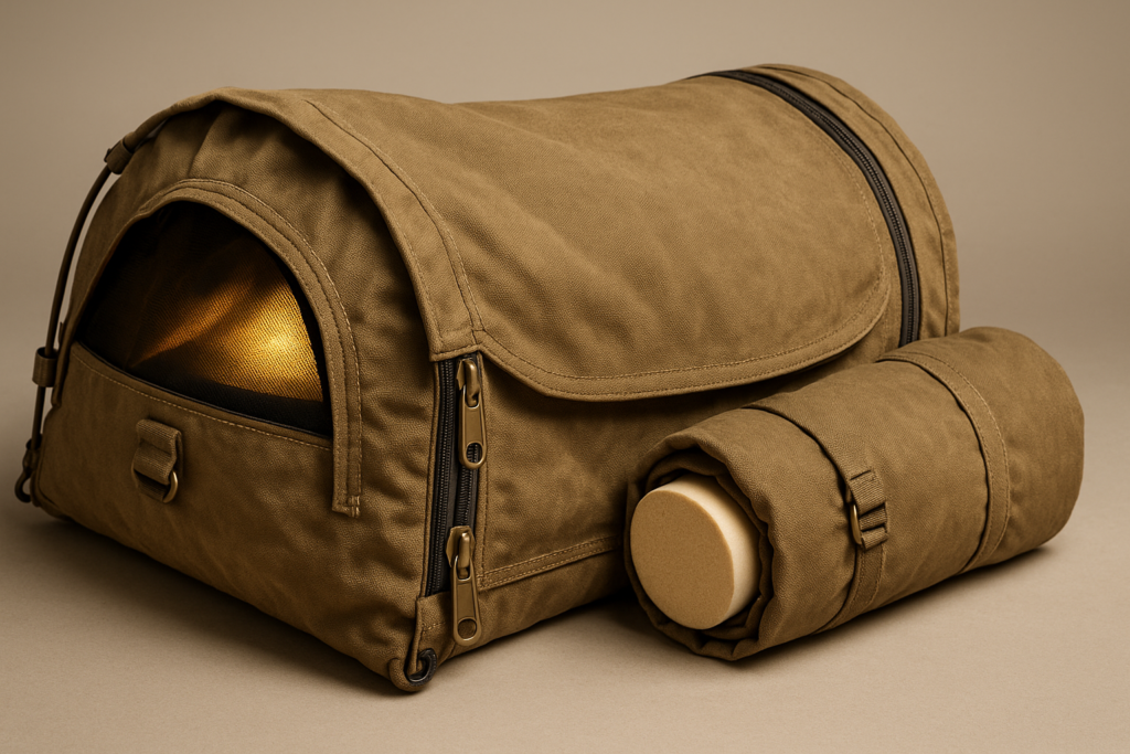 Kakadu Canvas Swag Tent, Person, Australian Polycotton Camping Ground Tent, All Seasons, Waterproof, with 2.75” Foam Mattress, LED Lighting, Carry Bag