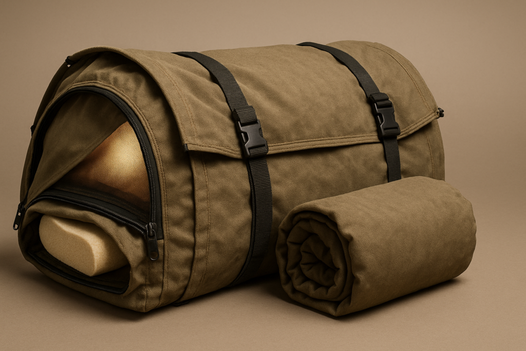 Kakadu Canvas Swag Tent, Person, Australian Polycotton Camping Ground Tent, All Seasons, Waterproof, with 2.75” Foam Mattress, LED Lighting, Carry Bag