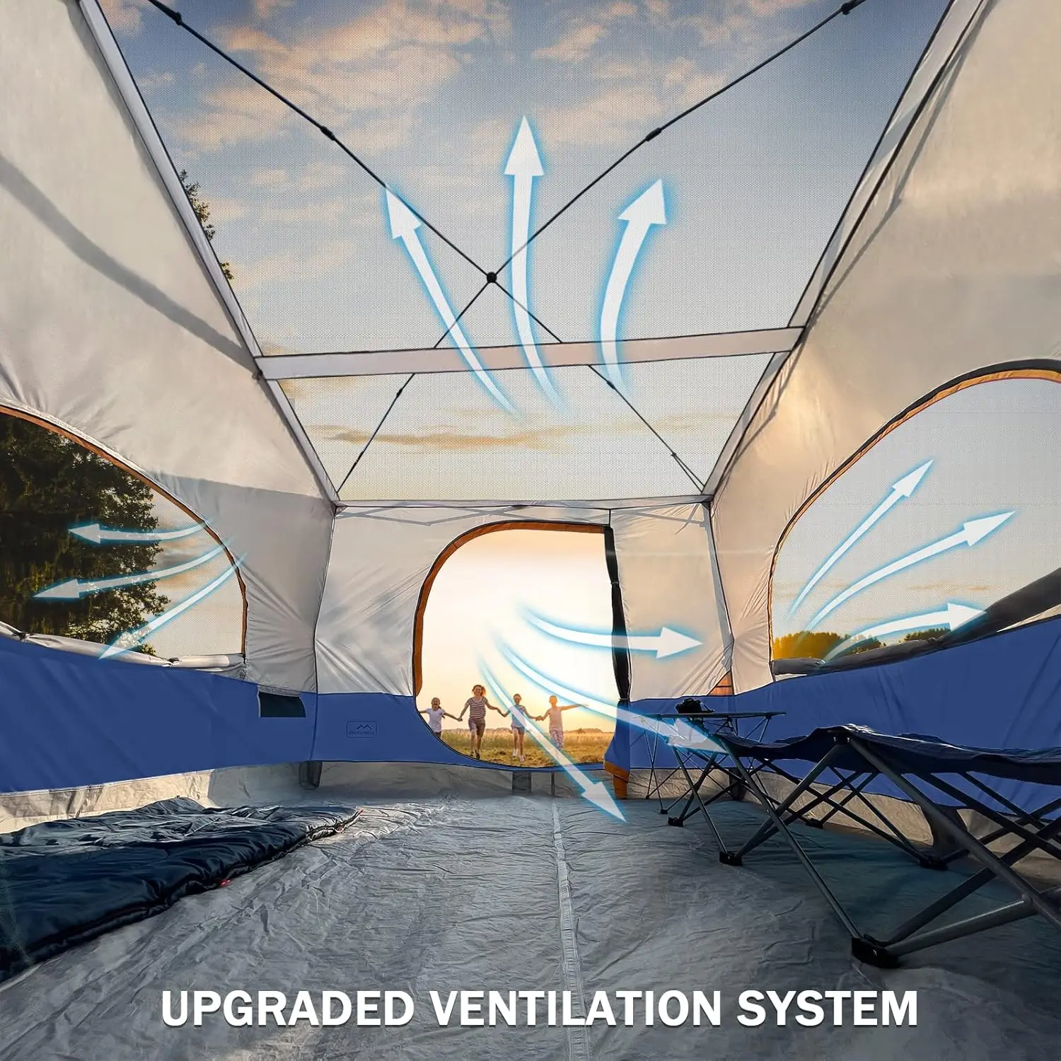 KAMPKEEPER Camping Inner Tent for Pop Up Canopy, Converts 10’x10′ Straight Leg Canopy into Camping Tent–Fully Vented Roof(Top & Frame NOT Included) (Navy Blue, Classic)