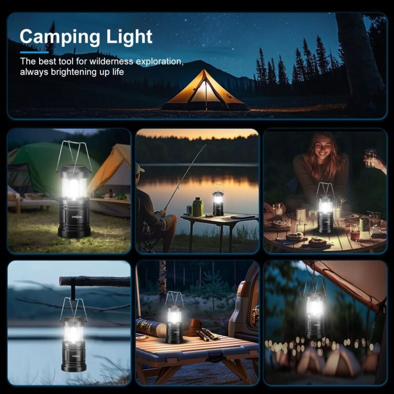 LED Camping Lantern, Battery Operated Lights, Adjustable Brightness for Camping, Emergencies, Power Outages, Outdoor Collapsible Lanterns, 2 Pack
