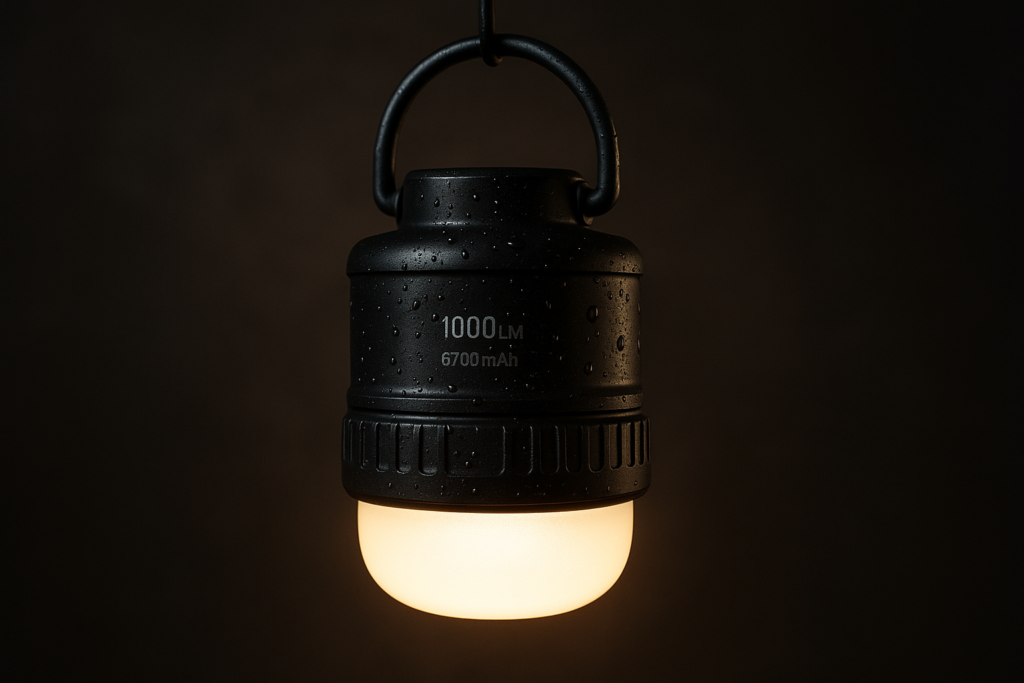 LED Camping Lantern Rechargeable 1000LM, Up to 300H Running Time Camping Tent Light, 6700mAh Emergency Hanging Light for Hurricane, Power Outages, Home, Hiking, Water-Resistant, Black