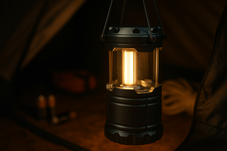 Lichamp LED Camping Lantern, 4 Pack Battery Powered Flashlight for Power Outages, Portable Collapsible Hanging Light Essential for Home, Outdoor, Emergency Lamp Survival Kit Gear for Hurricane, Gray