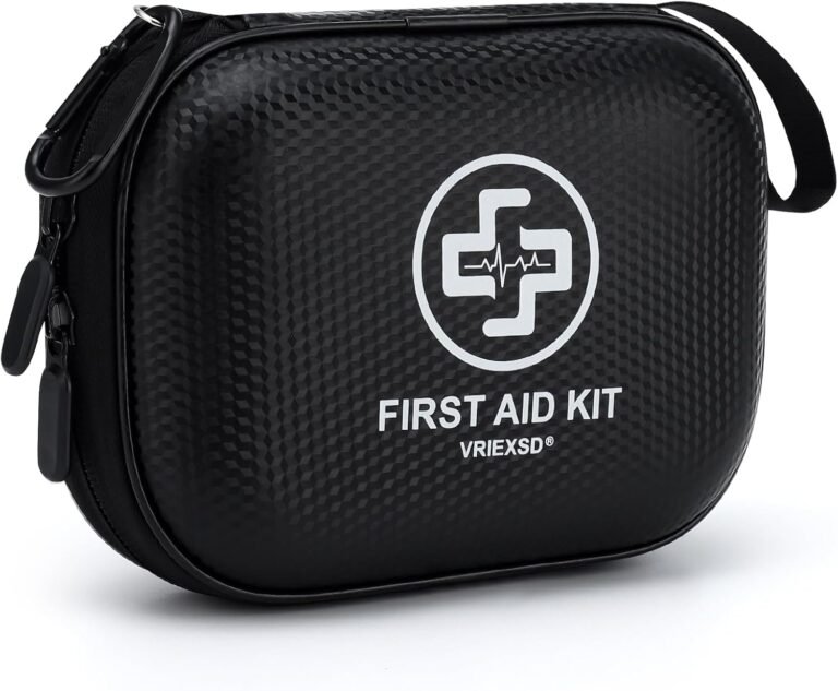 Mini First Aid Kit – 150 Piece Small Waterproof Hard Shell Medical Kit for Home, Car, Travel, Camping, Truck, Hiking, Sports, Office, Vehicle & Outdoor Emergencies (Black)