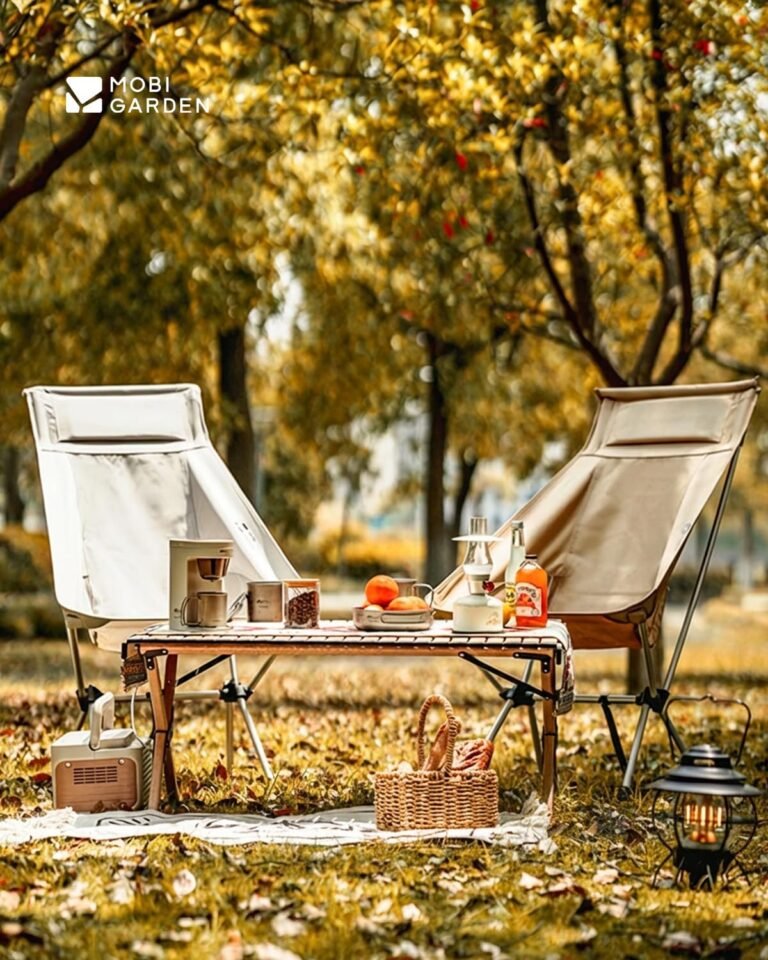 Mobi Garden High Back Camping Chair, Ultralight Hiking Chair with 7075 Aluminum Frame, Portable Lawn Chair with Breathable Mesh Sides & Attached Carry Bag for Hiking, Backpacking, and Festivals, White