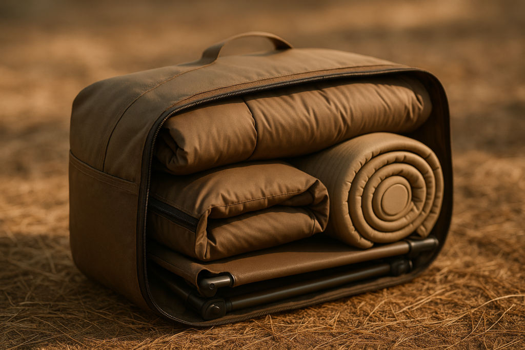 Moccha Folding Camping Tent Cot with Sleeping Bag and Air Mattress, Elevated Camping Tent with Carry Bag for Outdoor Activity, Hiking, Picnic (1-Person)