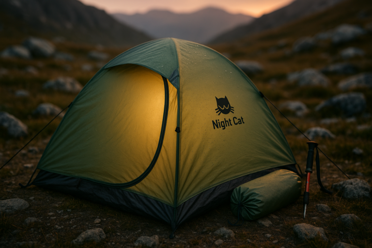 Night Cat Backpacking Tent for One 1 to 2 Persons Lightweight Waterproof Camping Hiking Tent for Adults Kids Scouts Easy Setup Single Layer 2.2×1.2m