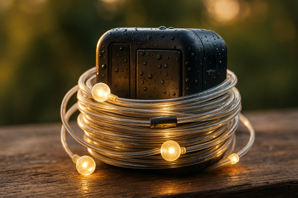 OGERY Camping String Lights, 4 in 1 Quick Storage 32.8FT Rechargeable Tent Lights String with 8 Lighting Modes, Hanging Waterproof Portable LED Lamp for Outdoor Patio Awning Garden Party Essentials