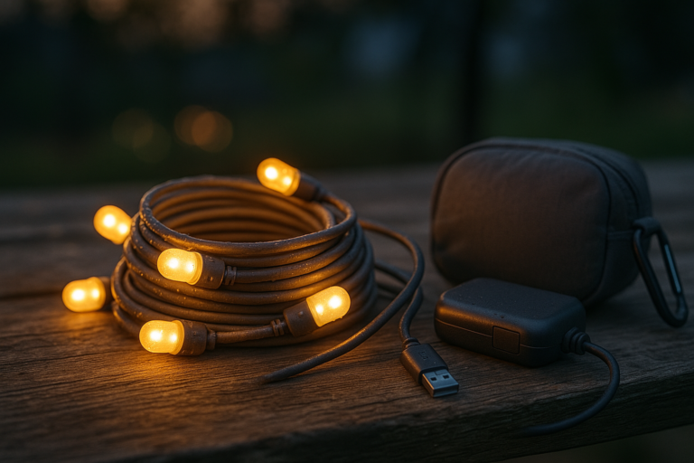 OGERY Camping String Lights, 4 in 1 Quick Storage 32.8FT Rechargeable Tent Lights String with 8 Lighting Modes, Hanging Waterproof Portable LED Lamp for Outdoor Patio Awning Garden Party Essentials