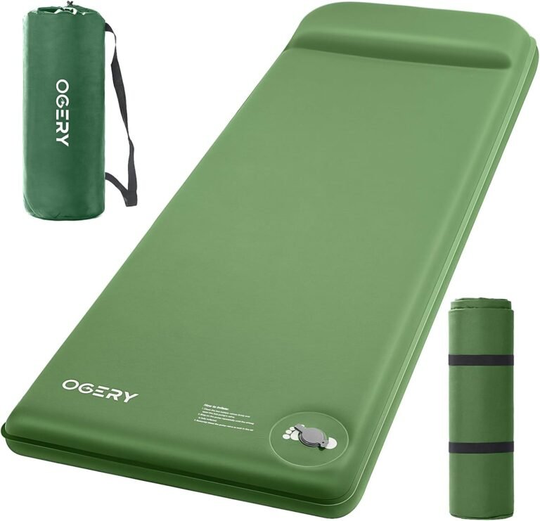 OGERY Self-Inflating Sleeping Pad with Built-in Foot Pump, 3″ Memory Camping Mattress Pad, Quiet & 9.5 R-Value Insulated Sleeping Mat Camping Essential Gear for Car Tent Camping