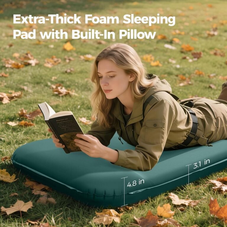OGERY Self Inflating Sleeping Pad with Electric Pump, 3.15″ Ultra-Thick Memory Foam Camping Pad, 4 Season Camping Mattress Pad with Built-in Pillow, Camping Essentials Gear for Tent Travel Car