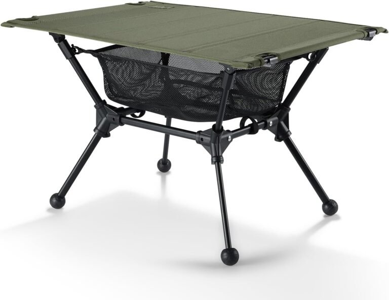 ONETIGRIS Dipper Camping Table, Lightweight Portable Folding Table with Mesh Storage Net, High/Low Options, Ideal for Camping, Hiking, Tailgating, Beach, Picnic, Travel, Backyard