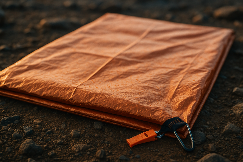 Oudain 6 Pcs XL Emergency Sleeping Bag 94.5 x 49.2 Waterproof Survival Sleeping Bag with Whistle Carabiner Portable Thermal Bivy Sack Emergency Blankets for Camping Hiking Outdoor