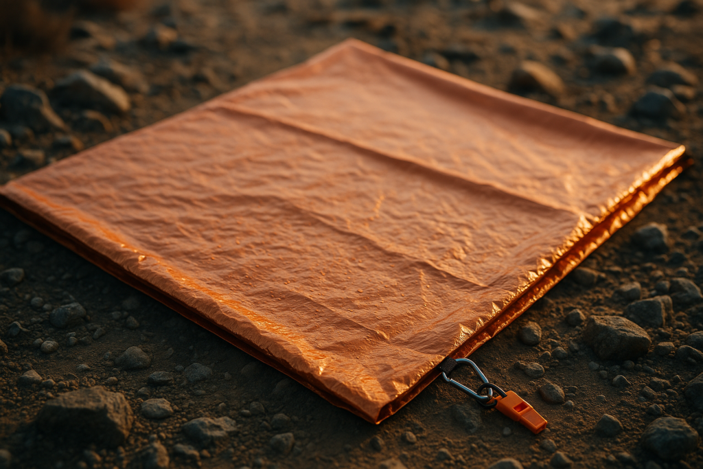 Oudain 6 Pcs XL Emergency Sleeping Bag 94.5 x 49.2 Waterproof Survival Sleeping Bag with Whistle Carabiner Portable Thermal Bivy Sack Emergency Blankets for Camping Hiking Outdoor