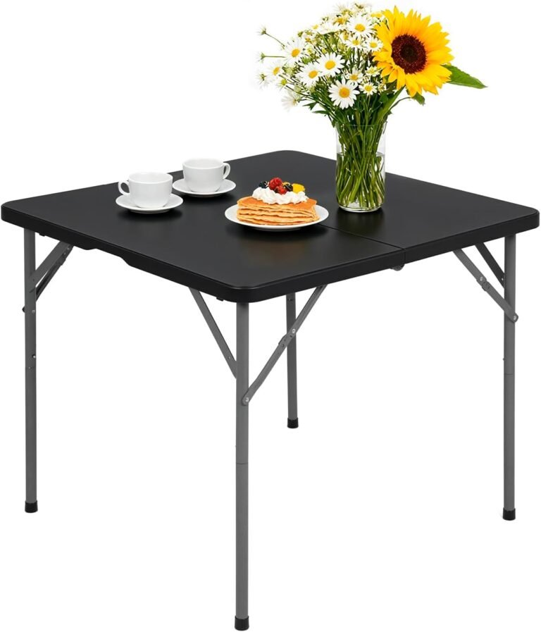 PayLessHere 6ft Folding Tables,Plastic Resin Table with Collapsible Alloy Steel Frame,Plastic Table for Indoor,Outdoor,Camping,BBQ,Picnic,Black