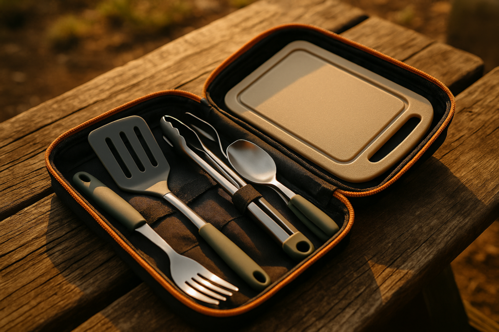 Portable Camping Cooking Utensils Set, Camp Kitchen Set with Organizer Bag, RV Essentials Outdoor Cooking Utensil Kit for Travel, Picnics, Camping, BBQs, Parties