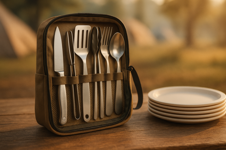 Portable Camping Cooking Utensils Set, Camp Kitchen Set with Organizer Bag, RV Essentials Outdoor Cooking Utensil Kit for Travel, Picnics, Camping, BBQs, Parties