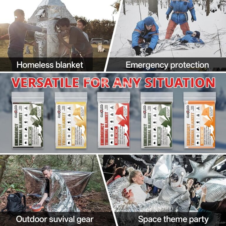 SecuCaptain Survival Emergency Thermal Blankets: Extra Large 84” x63” Space Mylar Blanket Kit for Outdoor Cold Winter Camping Hiking Car Bug Out Bag or First Aid – 4 Pack
