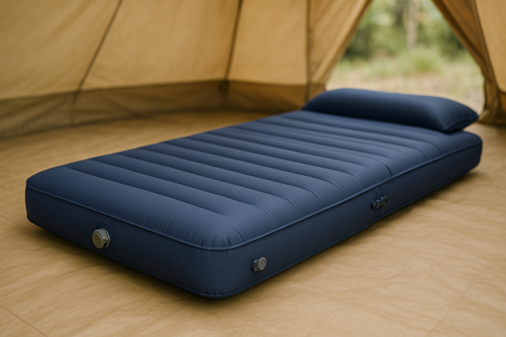 Sleeping Pad for Camping with Pillow - Ultralight(1.3lbs) Inflatable Tent Mattress, 4 Thick Inflatable Bed with Foot Pump Design, Connectable for Double Bed Camping | Hiking Traveling (Navy Blue) Sleeping Pad for Camping with Pillow - Ultralight(1.3lbs) Inflatable Tent Mattress, 4 Thick Inflatable Bed with Foot Pump Design, Connectable for Double Bed Camping | Hiking Traveling (Navy Blue)