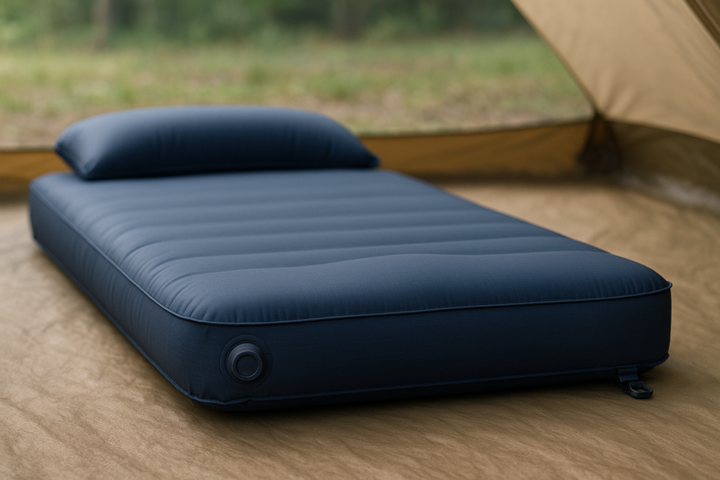 Sleeping Pad for Camping with Pillow - Ultralight(1.3lbs) Inflatable Tent Mattress, 4 Thick Inflatable Bed with Foot Pump Design, Connectable for Double Bed Camping | Hiking Traveling (Navy Blue) Sleeping Pad for Camping with Pillow - Ultralight(1.3lbs) Inflatable Tent Mattress, 4 Thick Inflatable Bed with Foot Pump Design, Connectable for Double Bed Camping | Hiking Traveling (Navy Blue)
