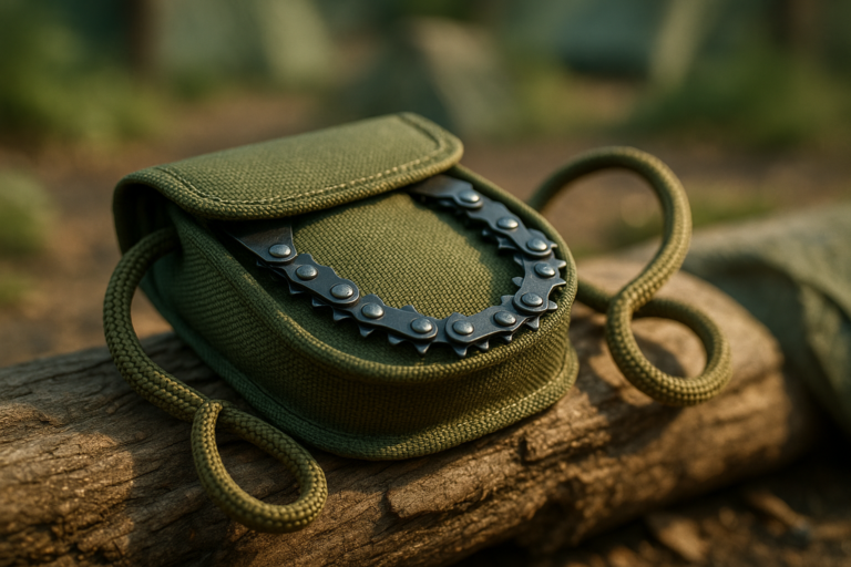 Sucrain Pocket Chainsaw with Paracord Handle, Folding Chain Hand Saw, Emergency Outdoor Survival Gear for Camping, Hunting, Hiking, Cutting Wood & Tree (Army Green, 11 Teeth, 24” Long)