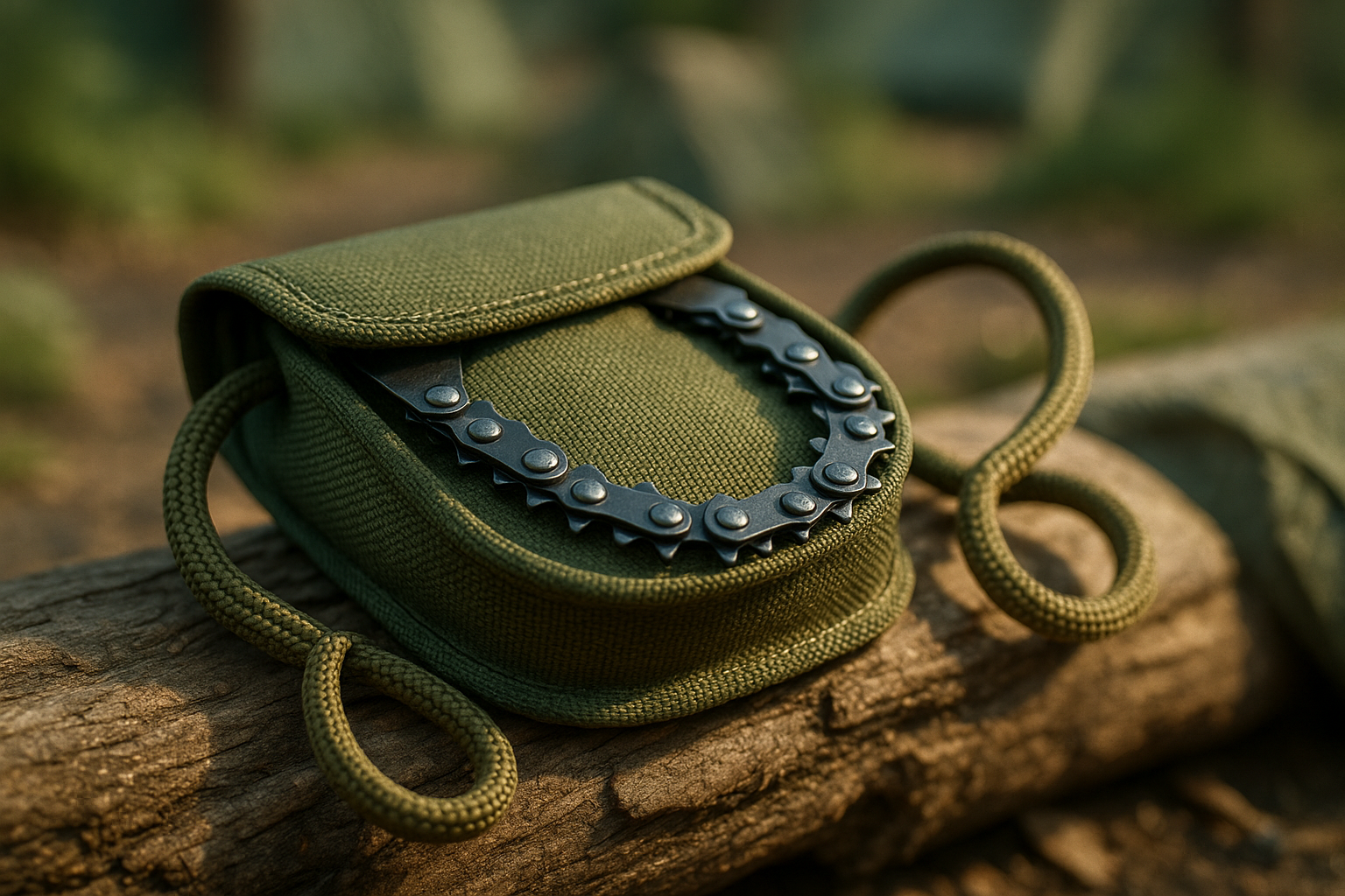 Sucrain Pocket Chainsaw with Paracord Handle, Folding Chain Hand Saw, Emergency Outdoor Survival Gear for Camping, Hunting, Hiking, Cutting Wood & Tree (Army Green, 11 Teeth, 24” Long)